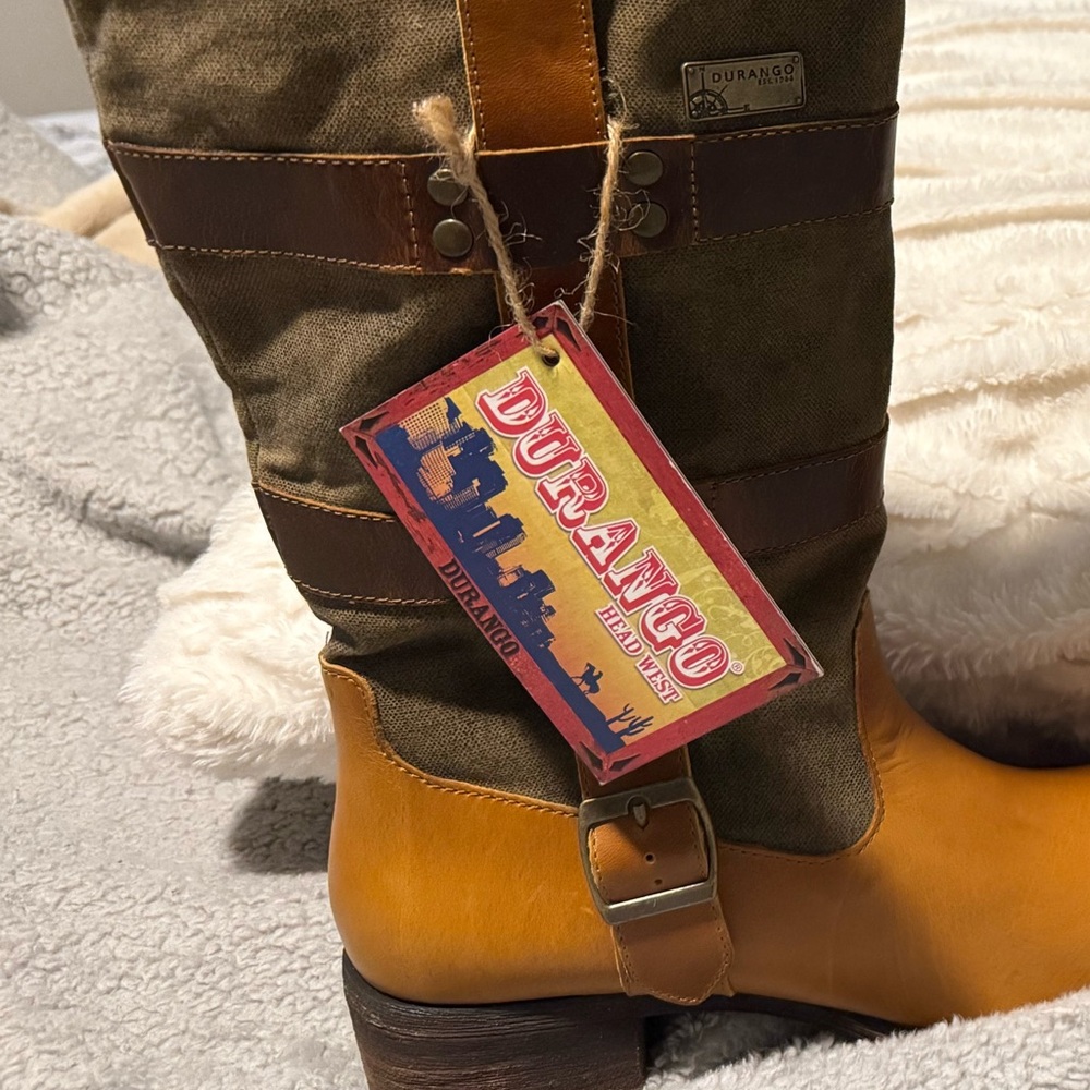 Durango Olive and Tan Heeled Boots